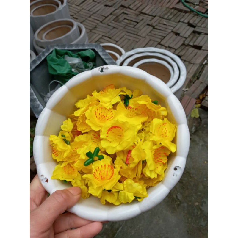 160 bông hoa mai thêm 2 cái keo nến