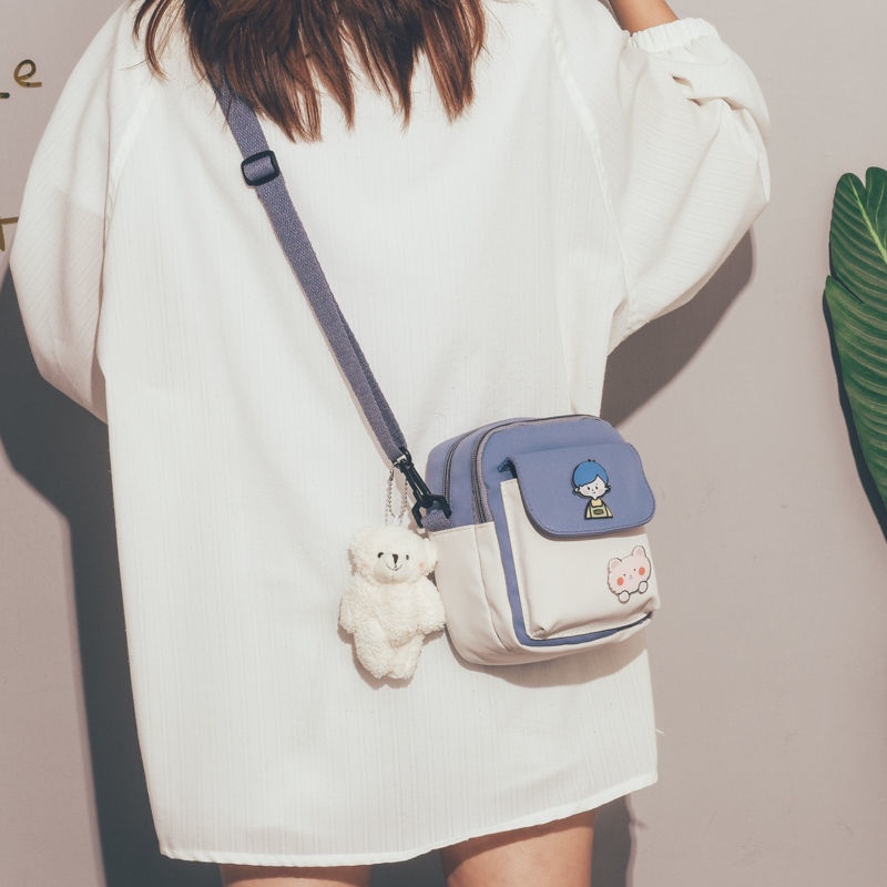 Túi Đeo Vai Bằng Vải Canvas Thiết Kế Nhỏ Gọn Dễ Phối Đồ