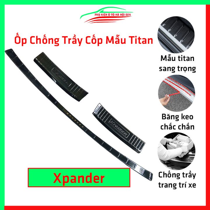 Ốp chống trầy cốp Mitsubishi Xpander vân titan