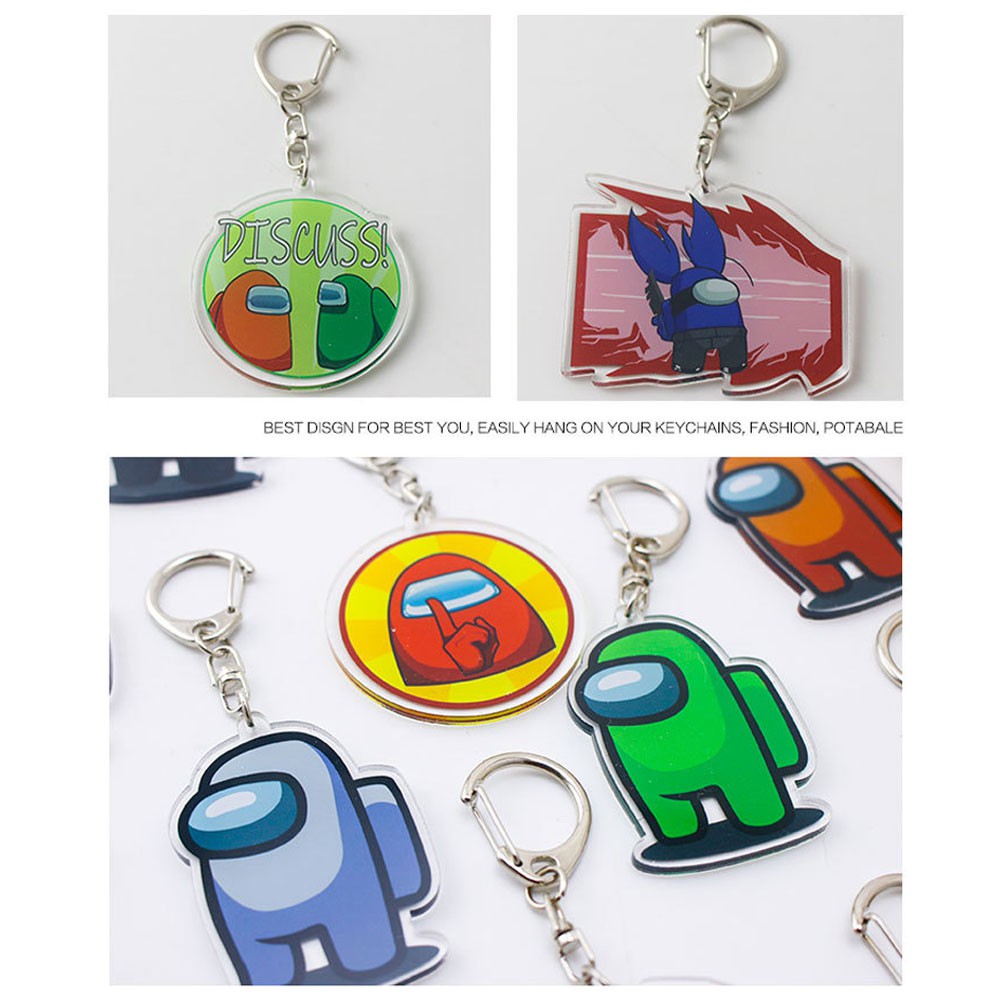 【 Among us búp bê】 Among us cartoon acrylic Keychain pendant around the game PINKY-GIRL