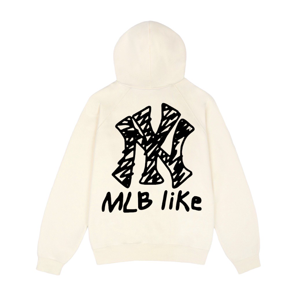 BIGSIZE - Áo hoodie nam vải nỉ form bigsize 90kg - 130kg in trước sau chữ NY và MLB Like