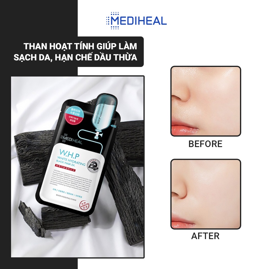 Mặt Nạ Than Hoạt Tính Giúp Làm Trắng Da Mediheal W.H.P White Hydrating Black Mask Ex 25ml [K10]