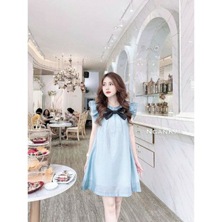 Đầm bầu xinh xắn phối nơ tiểu thư xumon