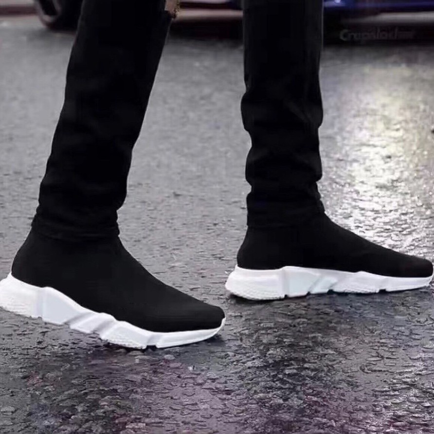 Giày Dáng Thể Thao Cổ Chun Đen Trắng Cổ Cao Giá Rẻ