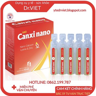 Siro Canxi nano hộp 20 ống 10ml chính hãng-Bổ sung canxi và các vitamin cho cơ thể, hỗ trợ sự phát triển hệ xương