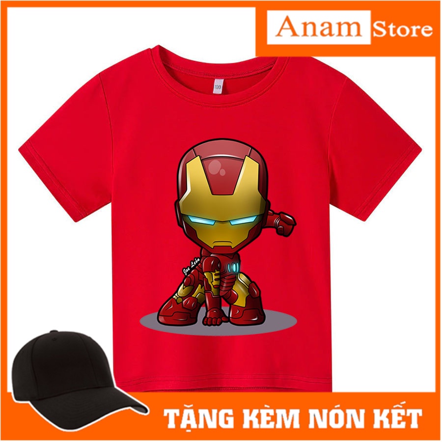 Áo thun cho bé người sắt chibi , 4 màu, có size người lớn, Anam Store