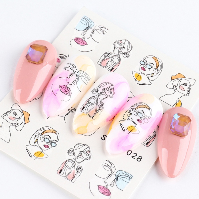 Set 16 Miếng Dán Trang Trí Móng Tay 3D Tự Dính Họa Tiết Trừu Tượng