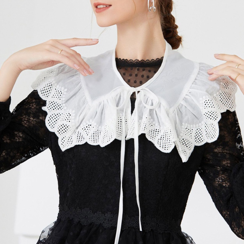 Cổ Áo Giả Thêu Hoa Trang Trí Có Thể Tháo Rời