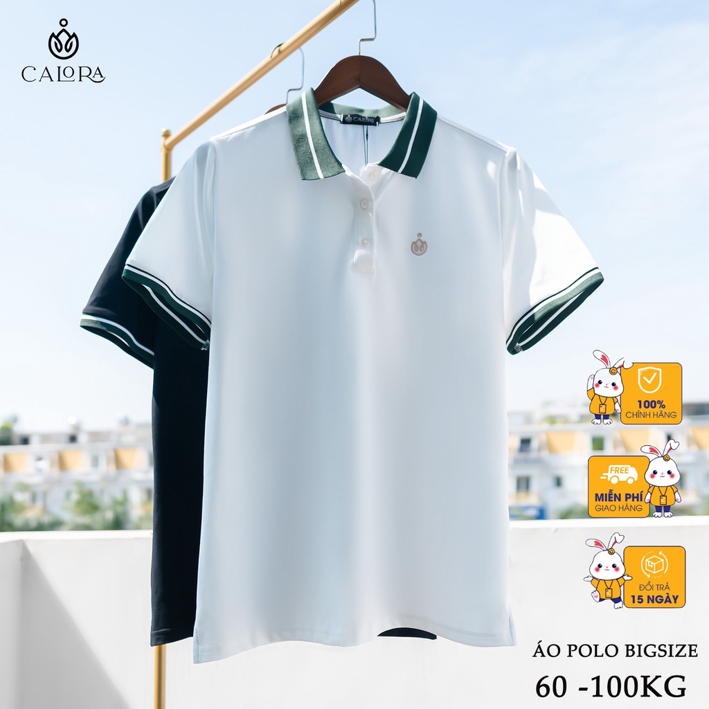Áo Polo Bigsize Nữ 60-100KG CALORA Cao Cấp, Vải mắt chim mềm, Thoáng Mát, Calora big size nữ -PLCLR002