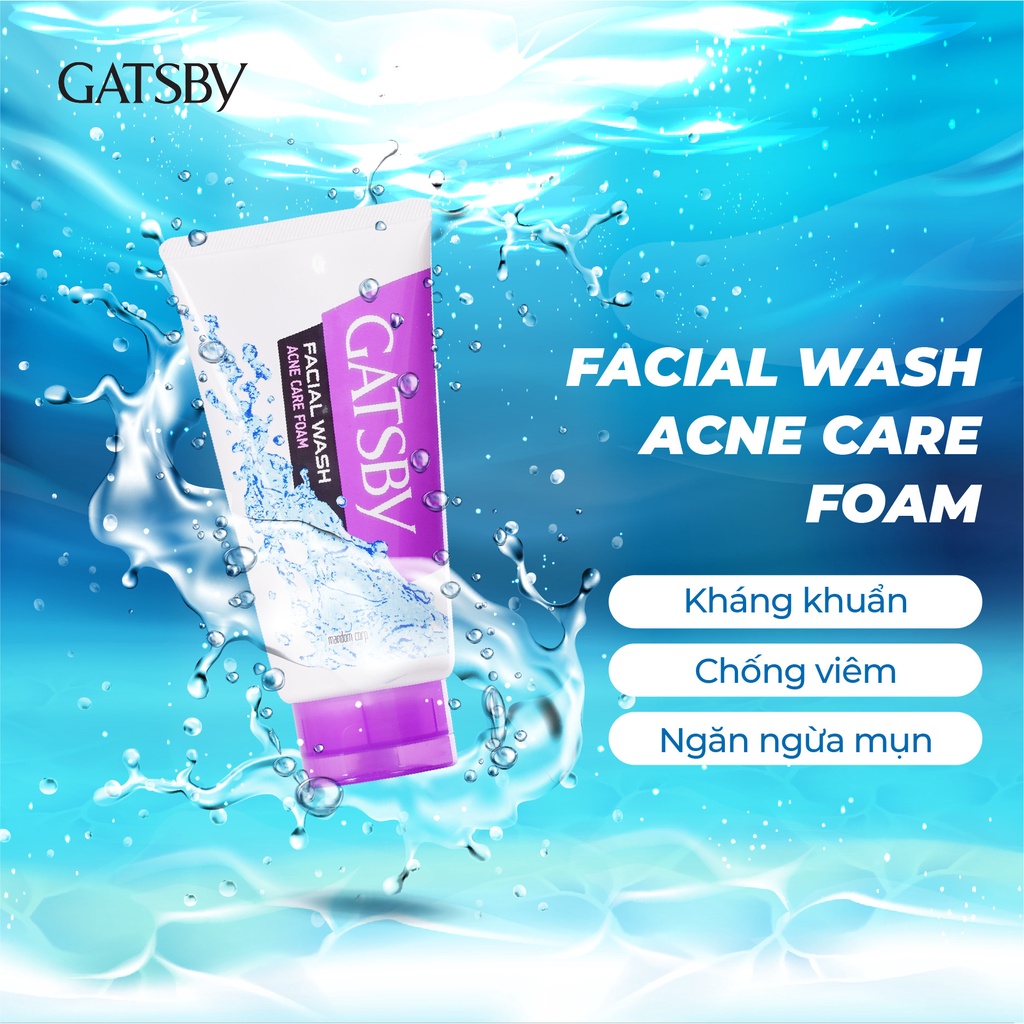 Sữa Rữa Mặt Nam Dành Cho Da Mụn Da Khô và Tẩy Da Chết Gatsby Facial Wash
