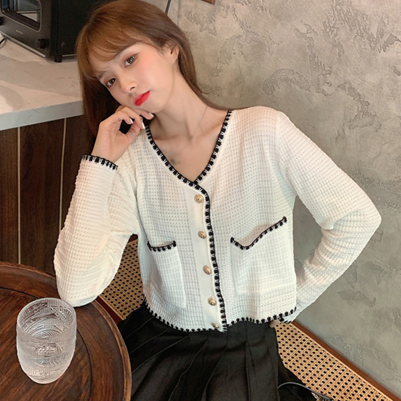 Áo Khoác Cardigan Ngắn Tay Cổ Chữ V Xinh Xắn Dành Cho Nữ | WebRaoVat - webraovat.net.vn