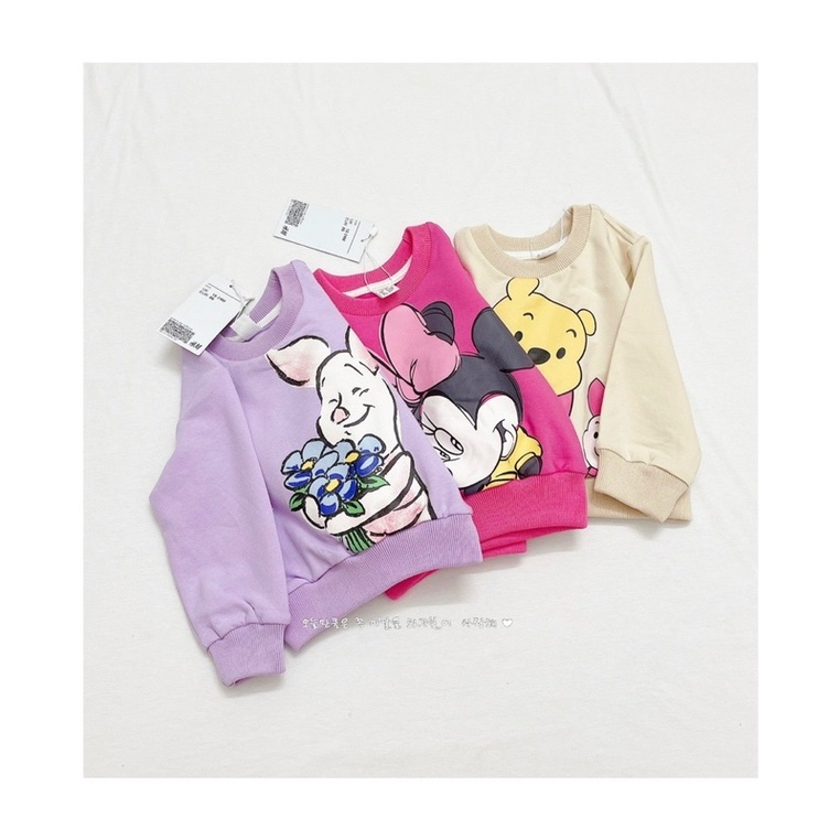 Set 3 áo nỉ bé gái họa tiết hoạt hình đáng yêu, áo nỉ bông ấm áp mùa đông bo xịn sò chất đẹp mê siêu rẻ