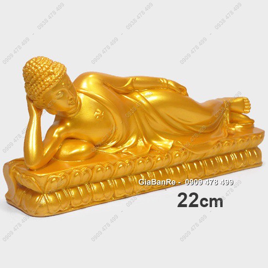 Tượng Phật Tổ Nằm Nhập Niết Bàn Size Trung 22cm - Sơn Nhũ Vàng - 6890.1