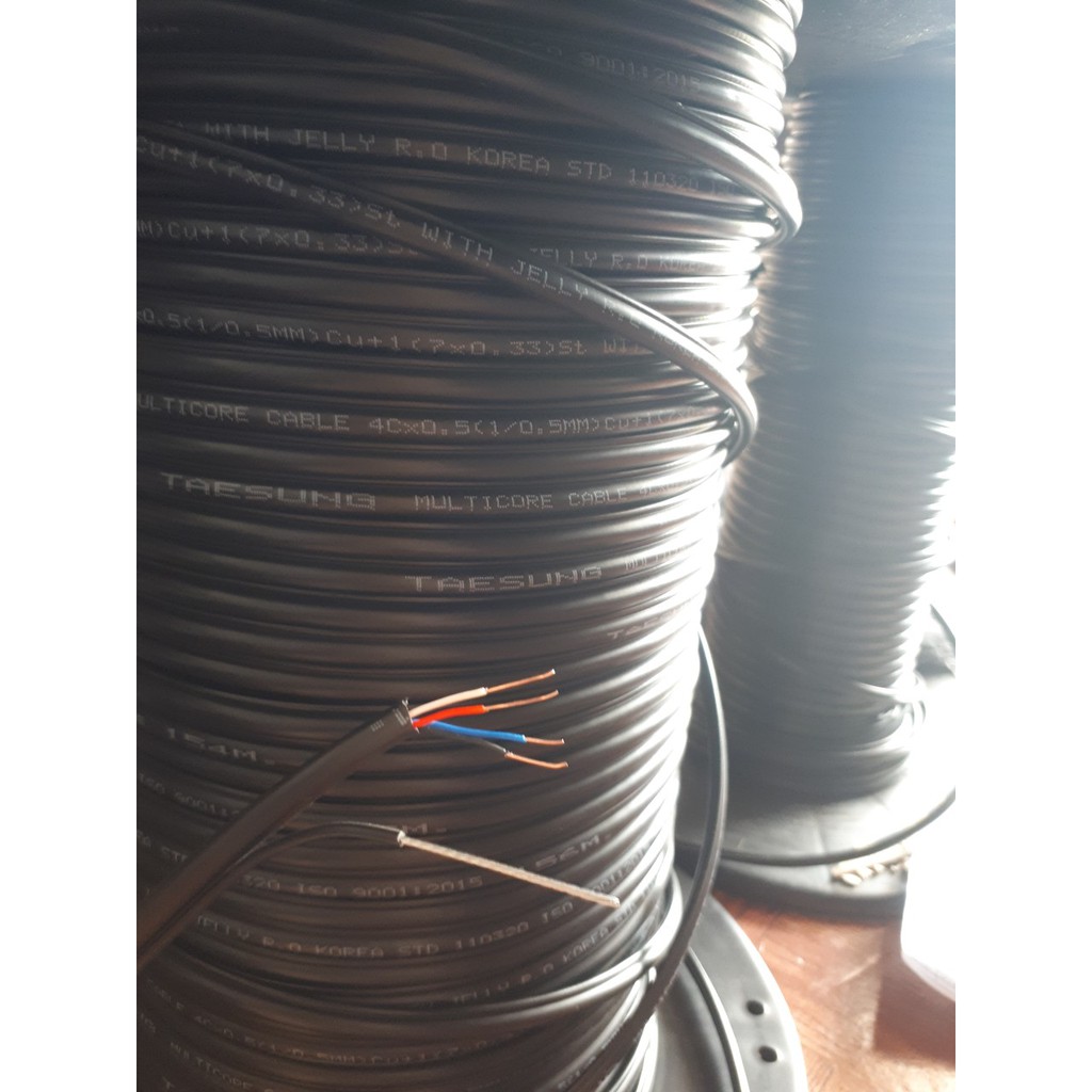 Dây cáp mạng Taesung 4 lõi có cường lực, dầu chống ẩm 10m, 90m, 80m