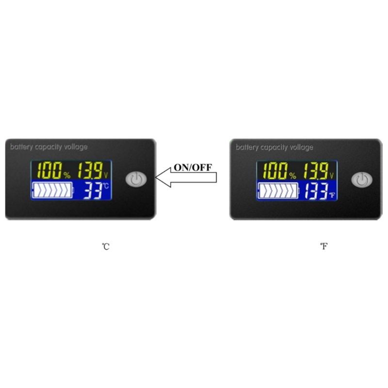 Vôn Kế Hiển Thị Nhiệt Độ Màn Hình Lcd Li-Ion Lifepo4 12v 24v 36v 48v 60v 72 Js-C35