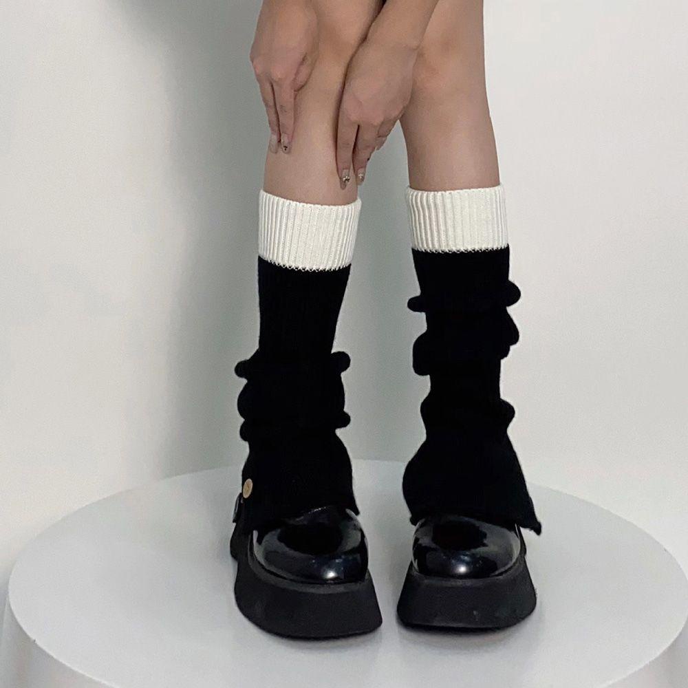Vớ Dệt Kim Ống Loe Giữ Ấm Chân Phối Nút Thời Trang Mùa Thu Cho Nữ