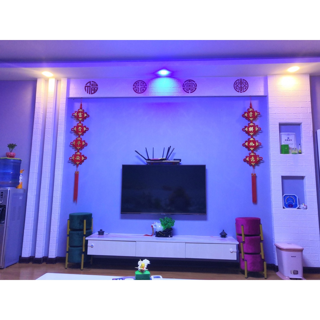 Tranh dán tường mica 3d decor khổ lớn bộ chữ chúc mừng năm mới màu đỏ Nhiều Size - EPeBen