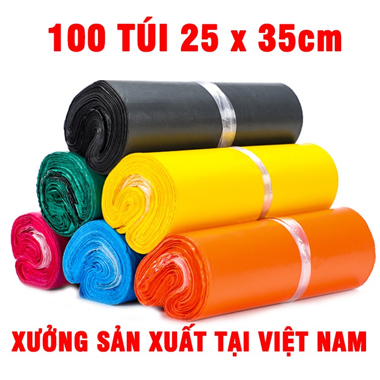 100 Túi Gói Hàng Túi Đóng Hàng Niêm Phong Tự Dính size 25x35cm