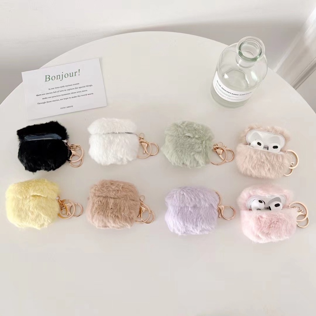 Vỏ Bảo Vệ Hộp Sạc Tai Nghe Bluetooth airpods 1 2 pro Bằng Vải Len Màu Sắc Dễ Thương