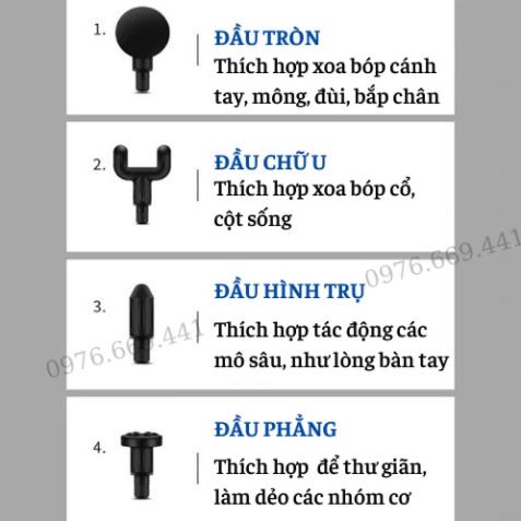 Máy Mát Xa Cầm Tay Súng Massage Toàn Thân 6 Cấp Độ Chuyên Sâu Vai Lưng Giảm Đau Cơ Đèn Rọi Ray ASAKI