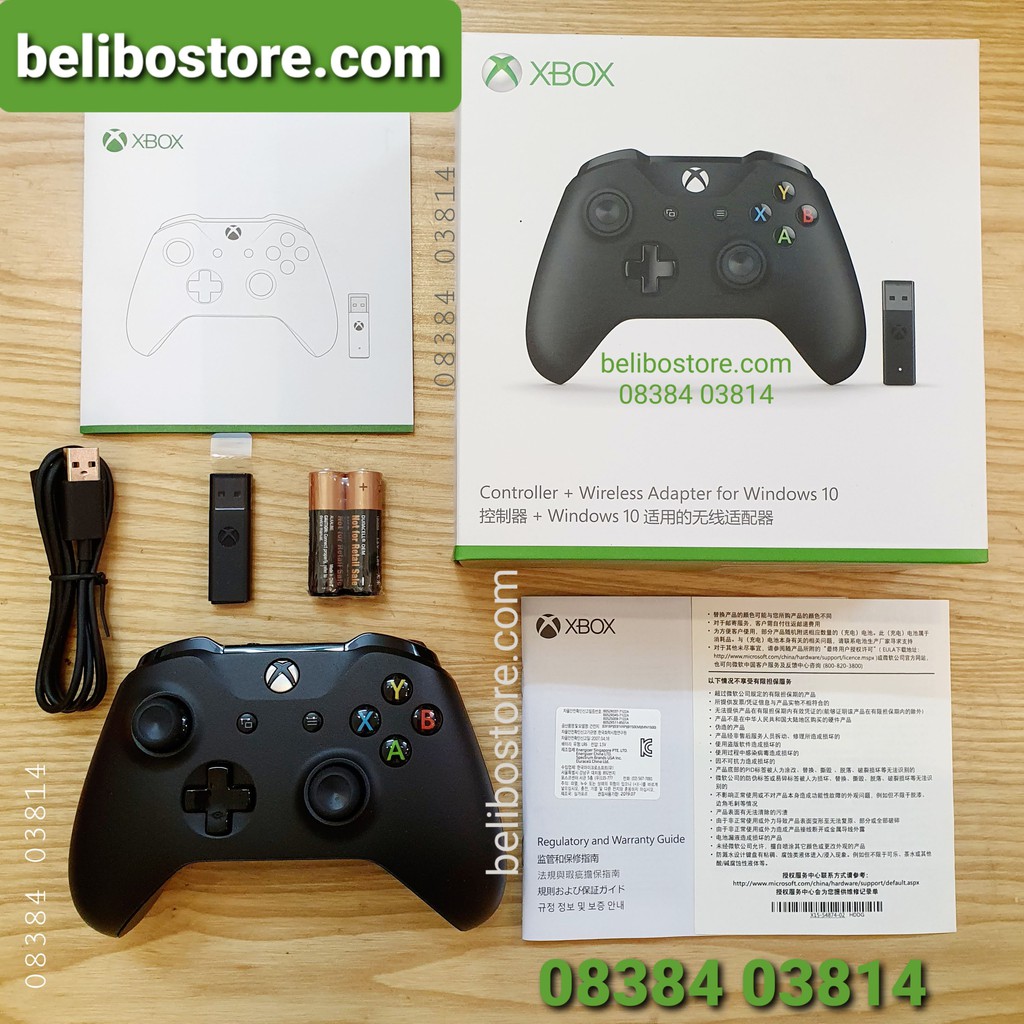 Tay cầm chơi game Xbox One S + wireless adapter cho windows (usb phát sóng bluetooth)