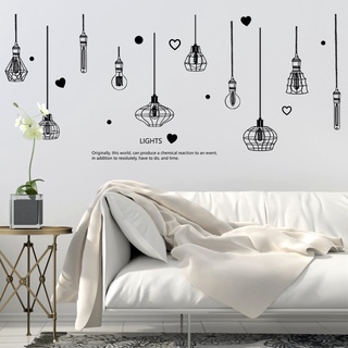DECAL DÁN TƯỜNG CHÙM ĐÈN LIGHT TRẮNG ĐEN