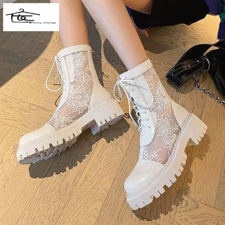 Giày Bốt Martin Dạng Lưới Rỗng Đế Dày Thoáng Khí Thời Trang Xuân Hè Kiểu Mới 2022 Cho Bạn Gái