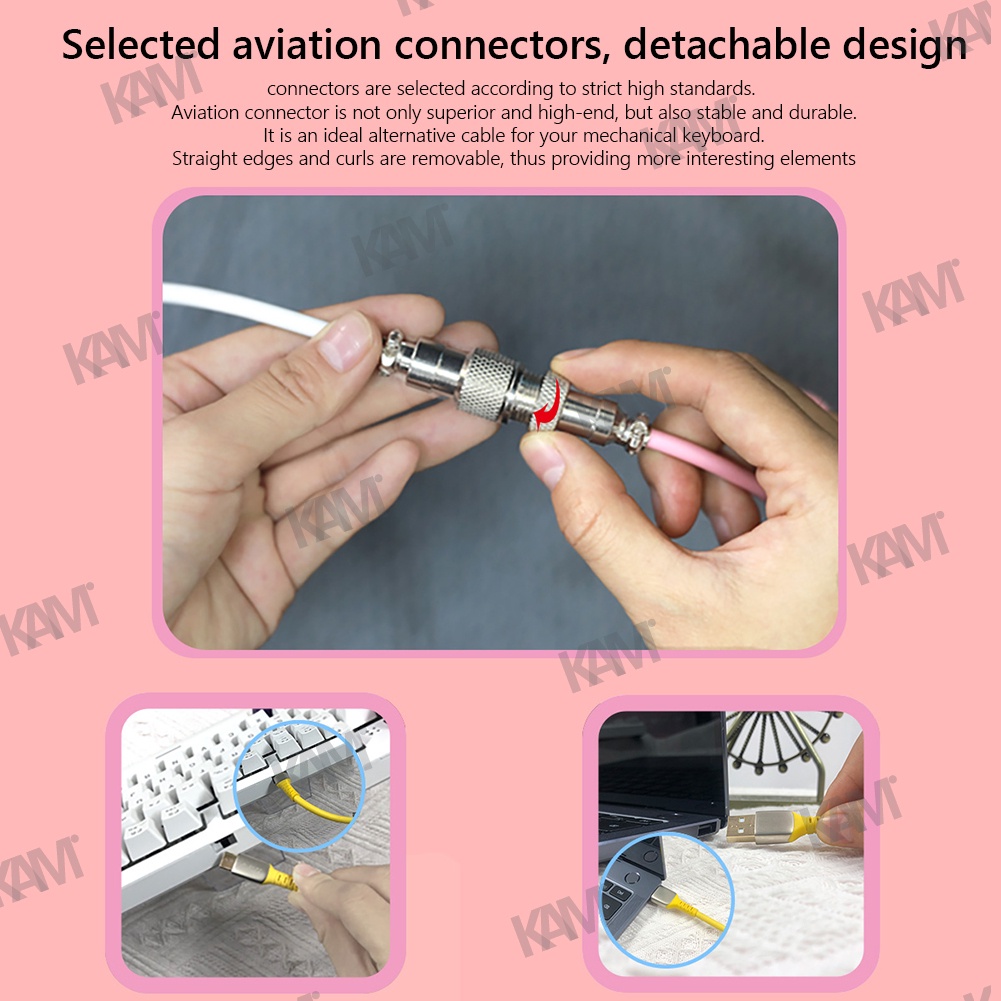 Kam 104keys Bàn phím cơ học Cáp cuộn Loại C Cổng USB tùy chỉnh Cáp 3M Thí điểm Cáp cuộn cho phụ kiện bàn phím chơi game Máy tính Máy tính để bàn Trang trí máy tính