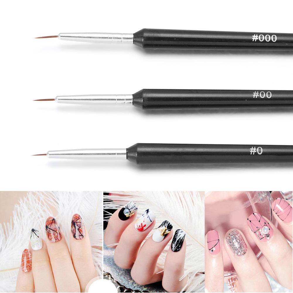 SHOOGIX Bộ 3 Cọ Vẽ Móng Tay Siêu Mỏng Thời Trang