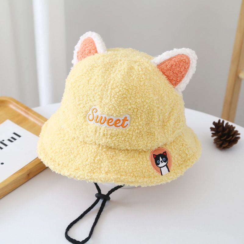 Mũ Bucket Lông Cừu Siêu Dễ Thương Giữ Ấm Phong Cách Mới Cho Bé Trai Và Gái