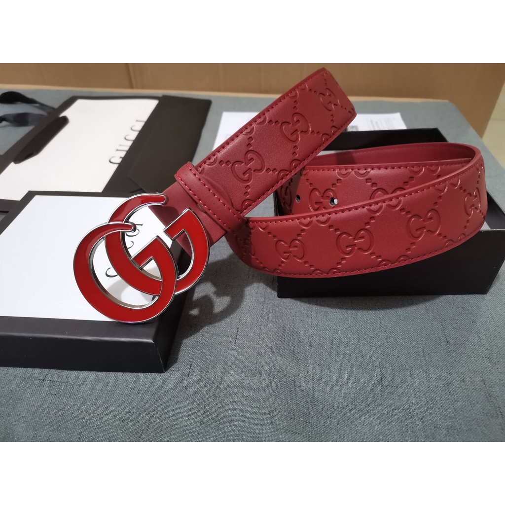Thắt lưng bằng da màu đỏ kiểu dáng thời trang cho cả nam và nữ
