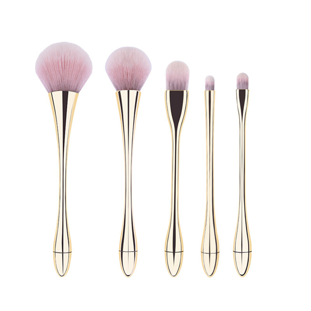 CODseller 5Pcs/Set Waist Brush Electroplating Multifunctional Plastic Soft Hair Small Waist Beauty Makeup Tools for Cosmetic