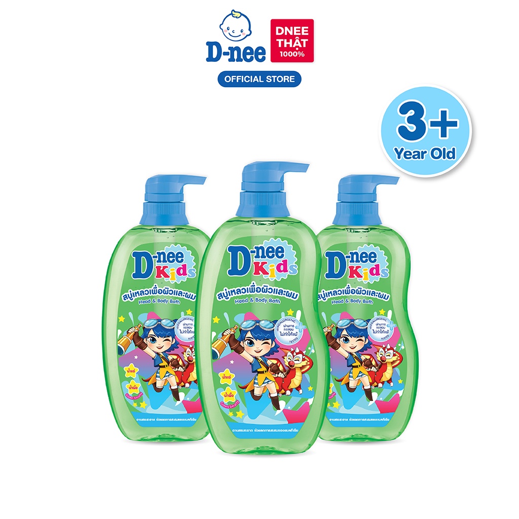 [Deal hời!] Combo 3 Tắm gội toàn thân trẻ em (&gt;3 tuổi) D-nee 400 ML - Green Smarty