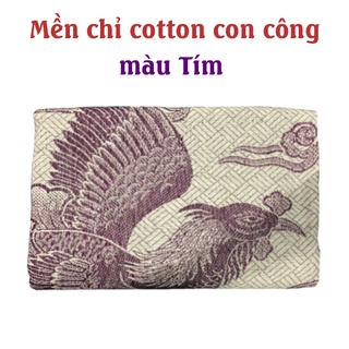 Mền chỉ cotton con công tím 1m5 x 2m , 700g - 800g