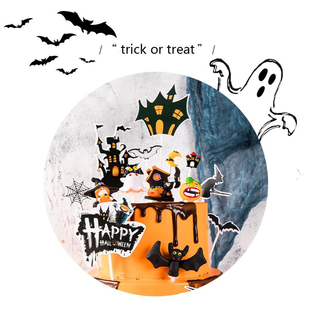 1 Cây Cờ Trang Trí Bánh Kem Halloween D6q5