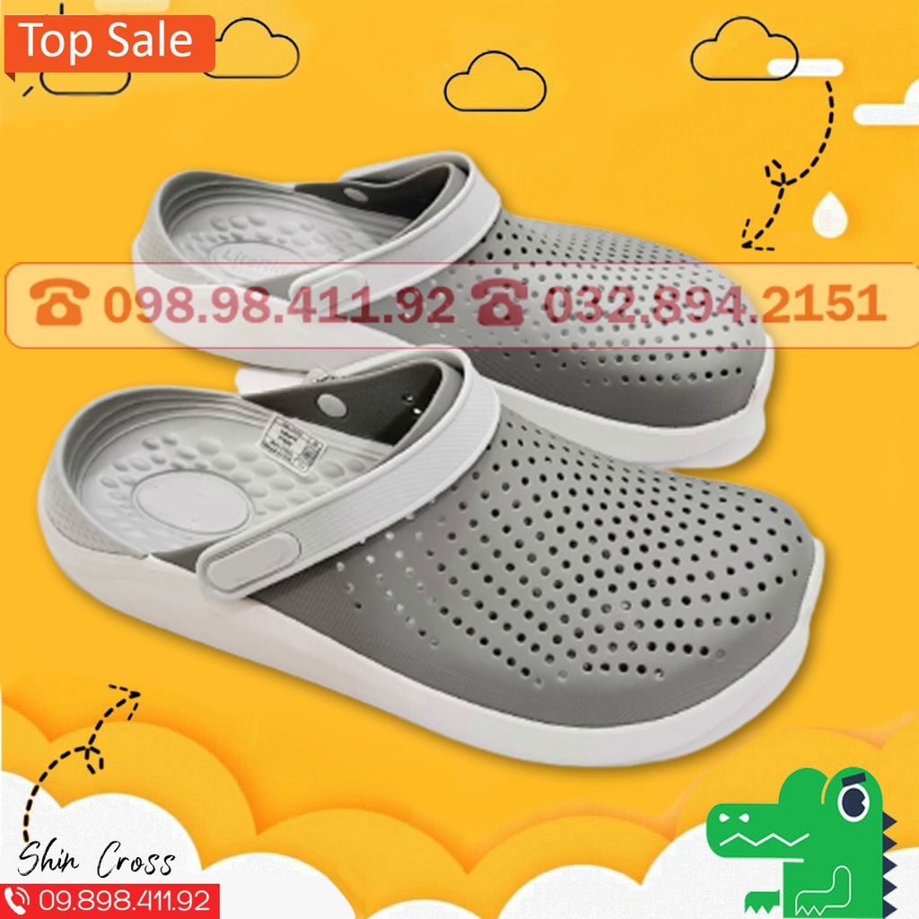 Giày dép Cross quai ngang bít đầu quai xám full DEPCR7UI1 tặng thêm 12 sticker cross