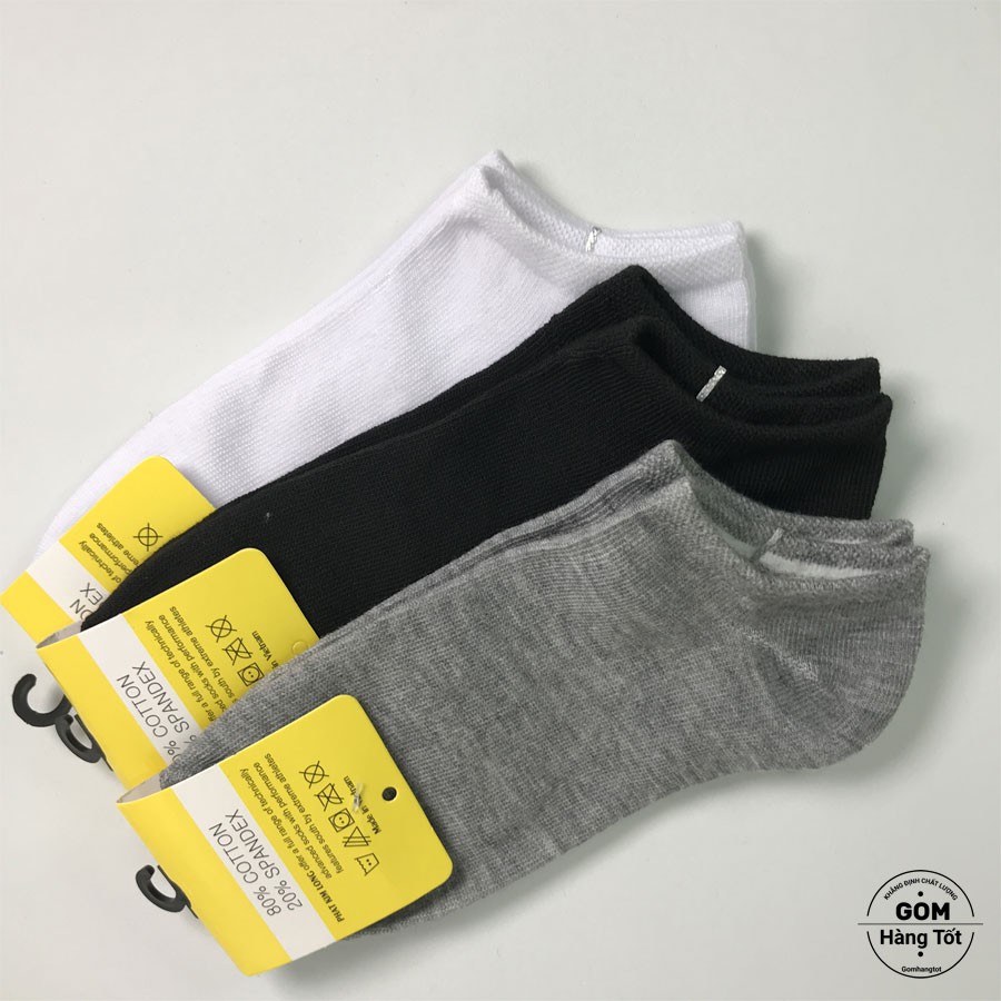 Set 10 đôi Tất trơn CỔ NGẮN Nam Nữ VNXK chuẩn xuất Nhật , vải dày dặn, chất liệu cotton thoáng mát khử mùi