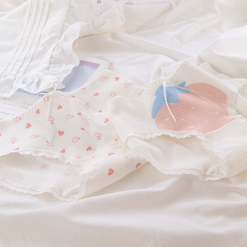 Quần Lót Nữ ❤️️FREESHIP❤️️ Quần Lót Nữ Cotton gân tăm Dâu cam chống viêm mềm mại lên dáng sexySet dâu cam 027