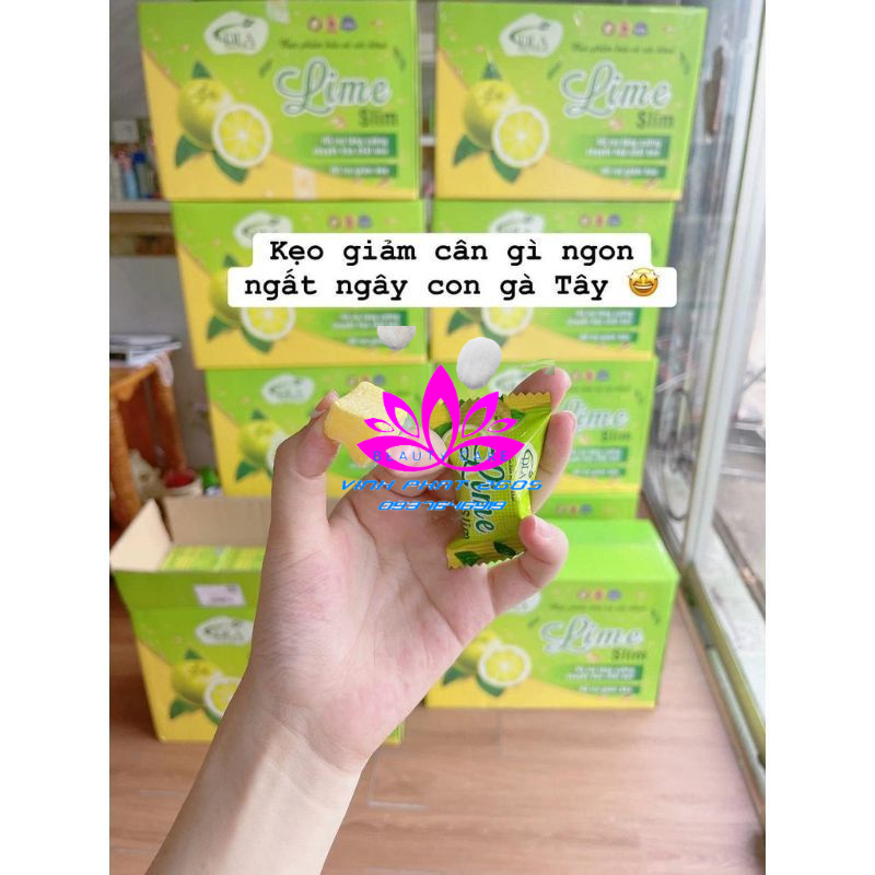 Kẹo dẻo giảm cân chanh dây Lime Slim, giảm mỡ đẹp da an toàn, 1 hộp 7 viên: