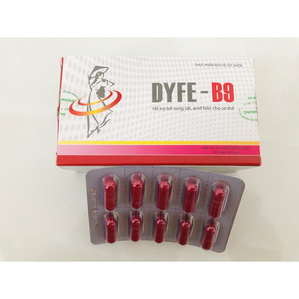 Viên uống bổ sung Sắt, acid folic DYFE-B9, bổ máu, cải thiện tình trạng thiếu máu, suy nhược cơ thể