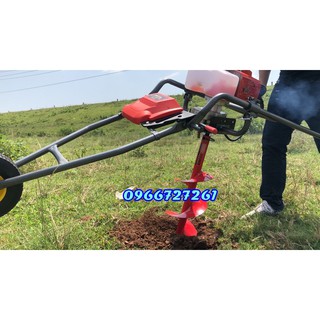 Máy khoan đất trồng cây, máy khoan đất đẩy tay có bánh xe