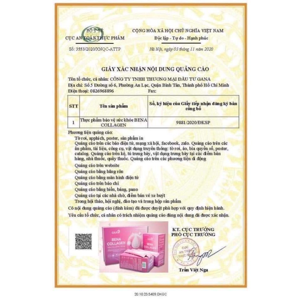 Nước uống BENA COLLAGEN - GANA hộp 15 - 30 gói