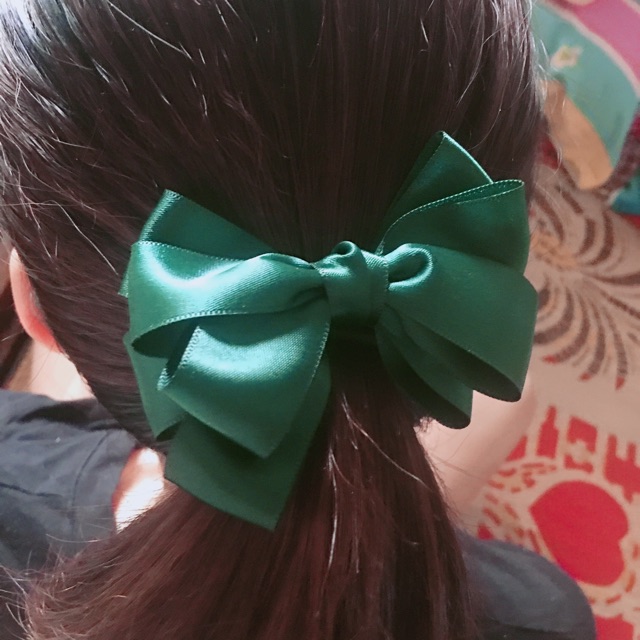 Kẹp (cột) nơ lụa satin 2 tầng