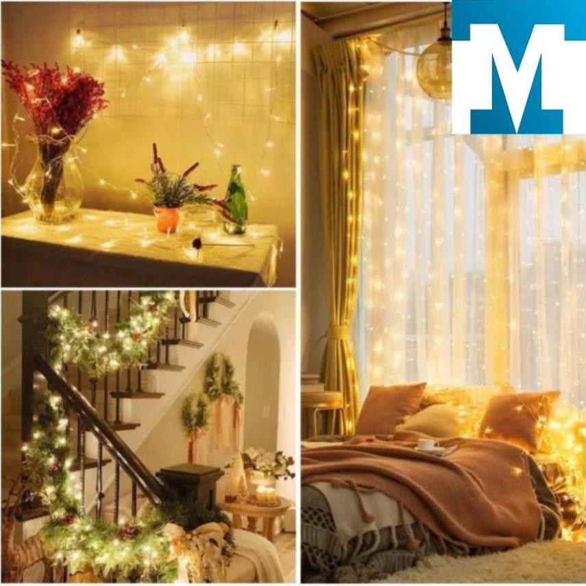 Xài điện- Dây đèn led 2m 50 bóng đèn đom đóm không chớp nháy trang trí tiệc lễ tết noel