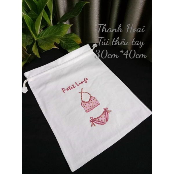 Túi dây rút thêu tay cỡ lớn