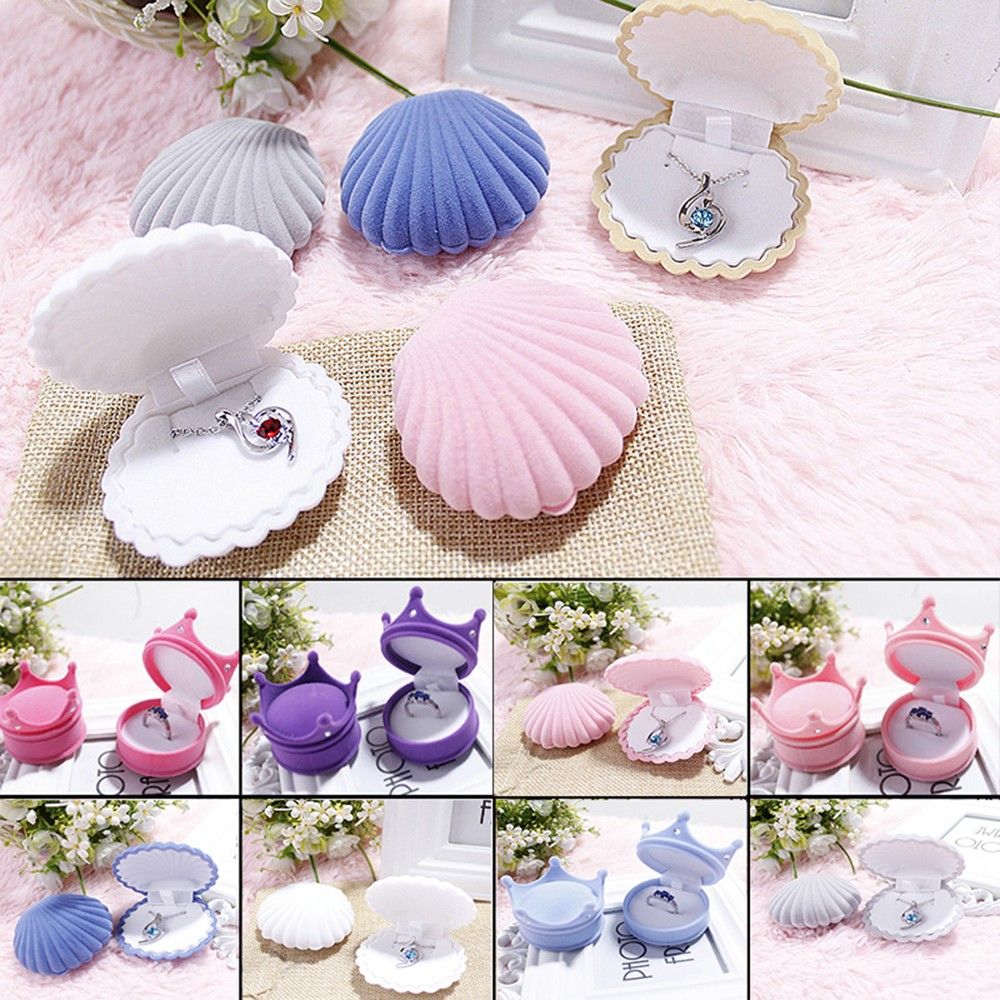 Hộp đựng trang sức thiết kế hình vương miện/vỏ sò độc đáo nhiều màu tùy chọn