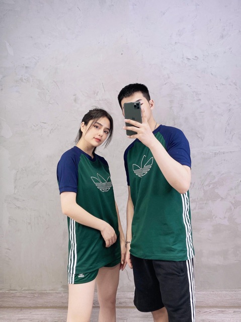 (Áo-set)1569 OUTLINE SPIRIT 3-STRIPES TEE GREEM