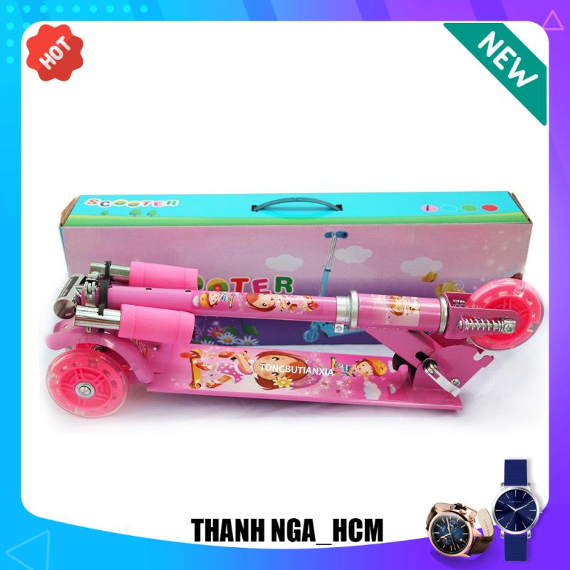 ◕✼Xe trượt Scooter 3 bánh có đèn phát sáng cho bé, khung sắt chắc chắn , MẪU THẮNG VCHUÔNG