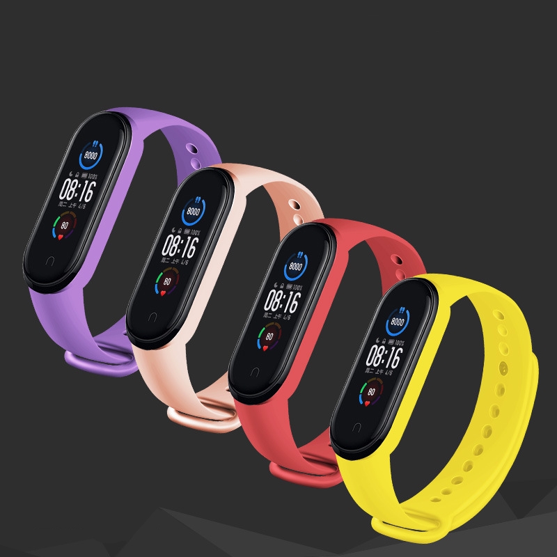 Silicone Strap Compatible with Xiaomi Mi Band 5, Adjustable Colourful Replacement Wristband Soft Sport Watch Band Replacement for Xiaomi Mi Band 5