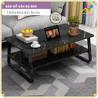 Bàn trà sofa chữ nhật ngồi bệt hoặc ngồi cao - Bàn cafe hoạ tiết vân đá cẩm thạch (kích thước 100x60x42cm)